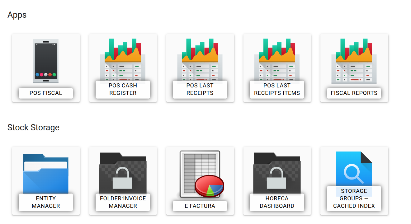 Panoul de administrare: secțiunea Stock Storage cu țigla Entity Manager