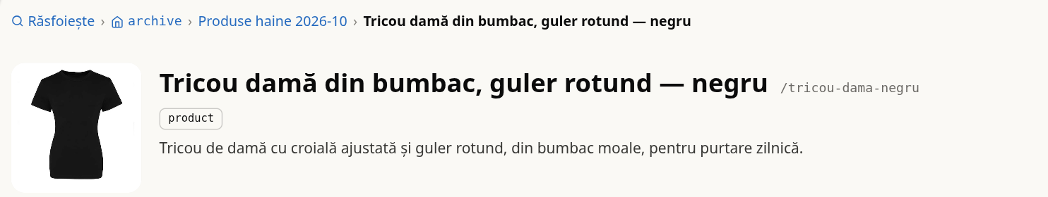 Calea de deasupra produsului