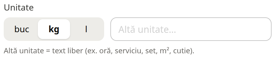 Unitatea kg aleasă